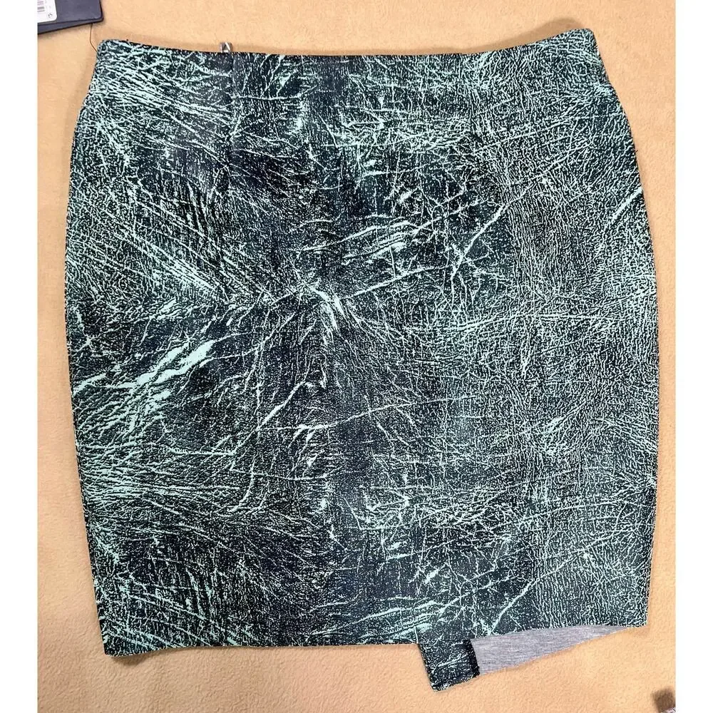 Y2K Guess Mini Skirt Grunge‎ Asymmetrical Green Black Zippered Womens Medium NWT